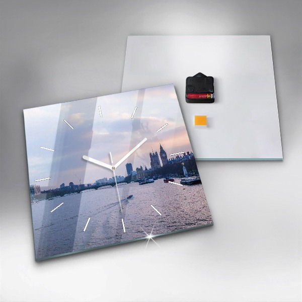Ceas pătrat de perete din sticlă Panorama London Eye a orașului