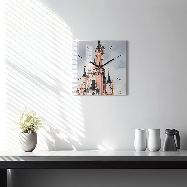 Ceas pătrat de perete din sticlă Castelul Disneyland din Paris