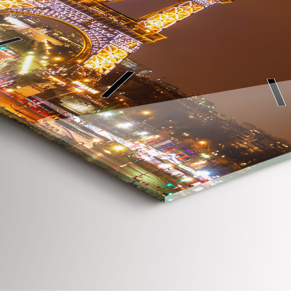 Ceas pătrat de perete din sticlă Turnul Eiffel iluminat