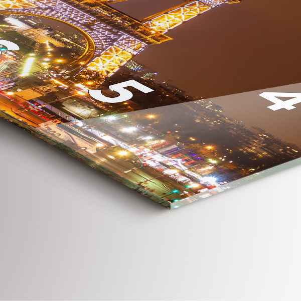 Ceas pătrat de perete din sticlă Turnul Eiffel iluminat