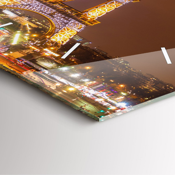 Ceas pătrat de perete din sticlă Turnul Eiffel iluminat