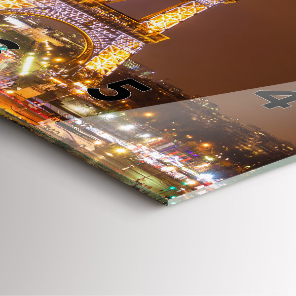 Ceas pătrat de perete din sticlă Turnul Eiffel iluminat