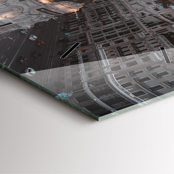 Ceas pătrat de perete din sticlă Orașe la apus