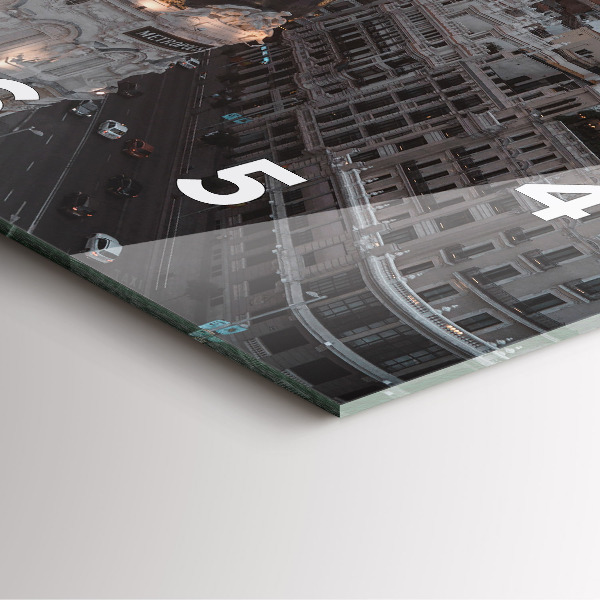 Ceas pătrat de perete din sticlă Orașe la apus