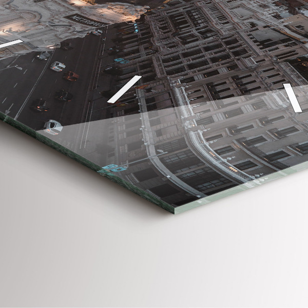 Ceas pătrat de perete din sticlă Orașe la apus