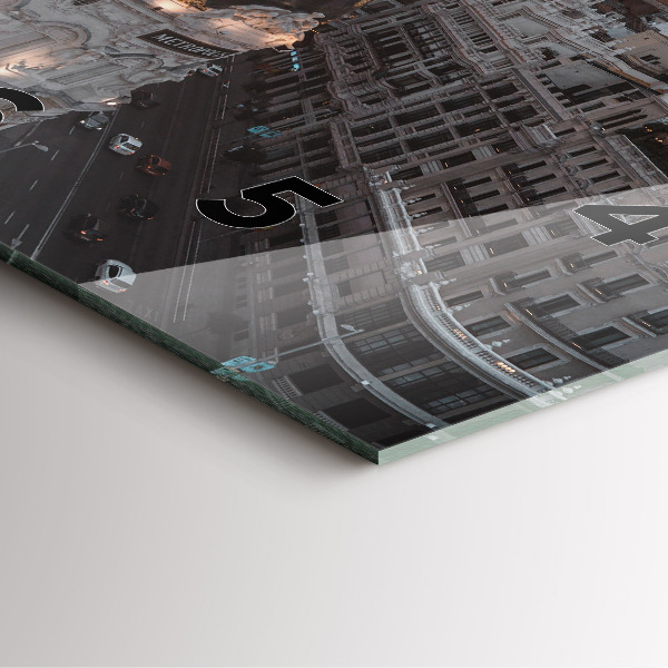 Ceas pătrat de perete din sticlă Orașe la apus