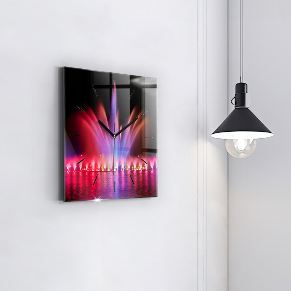 Ceas pătrat de perete din sticlă Fântâna Wrocław noaptea