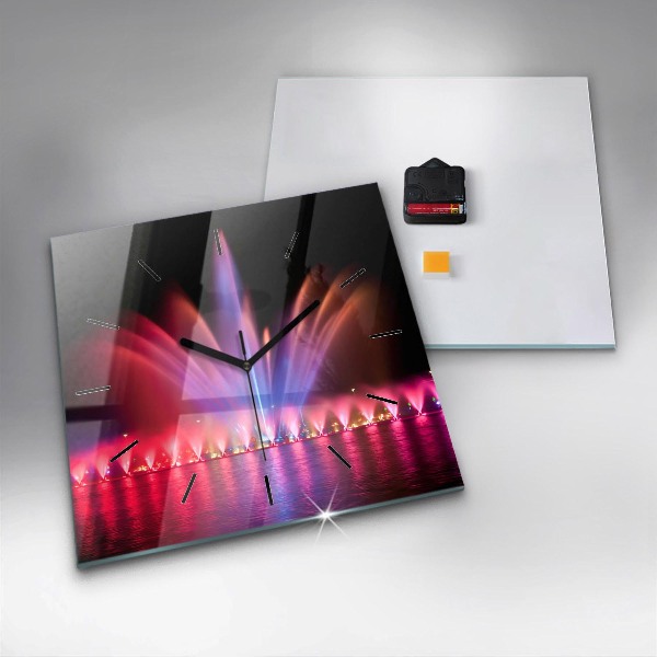 Ceas pătrat de perete din sticlă Fântâna Wrocław noaptea