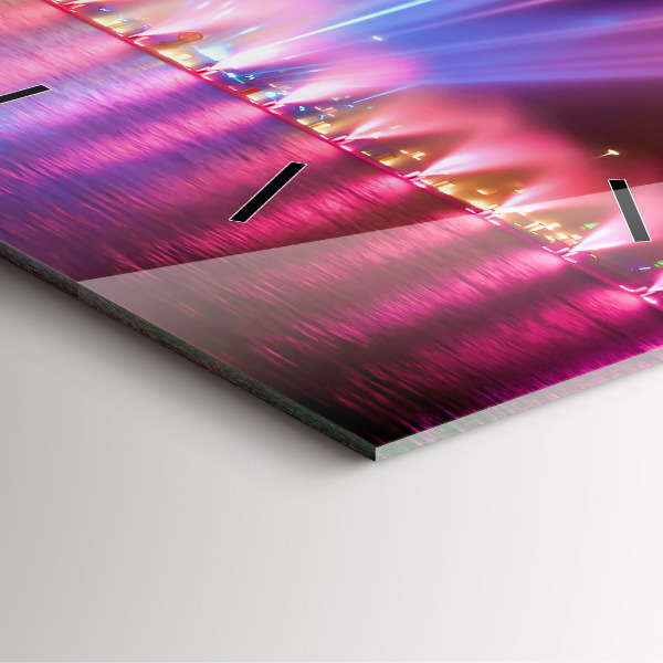 Ceas pătrat de perete din sticlă Fântâna Wrocław noaptea