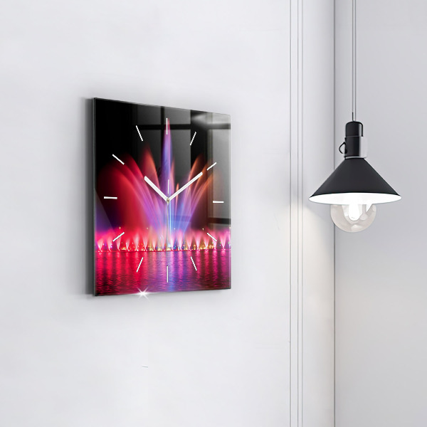 Ceas pătrat de perete din sticlă Fântâna Wrocław noaptea