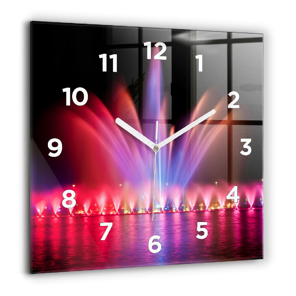 Ceas pătrat de perete din sticlă Fântâna Wrocław noaptea
