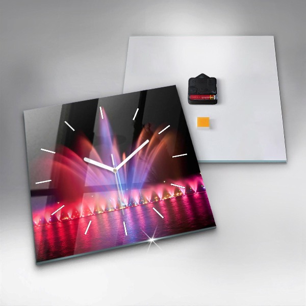 Ceas pătrat de perete din sticlă Fântâna Wrocław noaptea
