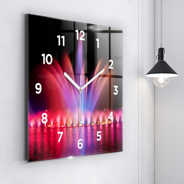 Ceas pătrat de perete din sticlă Fântâna Wrocław noaptea