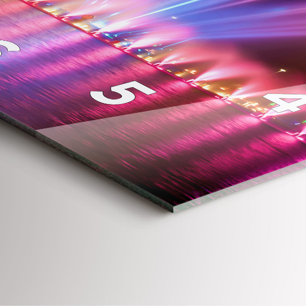 Ceas pătrat de perete din sticlă Fântâna Wrocław noaptea