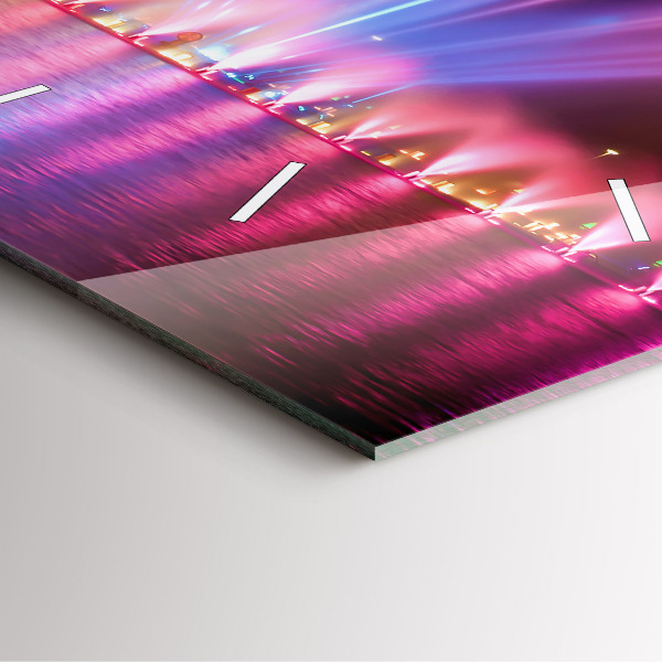 Ceas pătrat de perete din sticlă Fântâna Wrocław noaptea