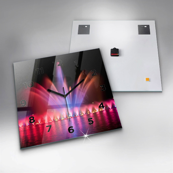 Ceas pătrat de perete din sticlă Fântâna Wrocław noaptea