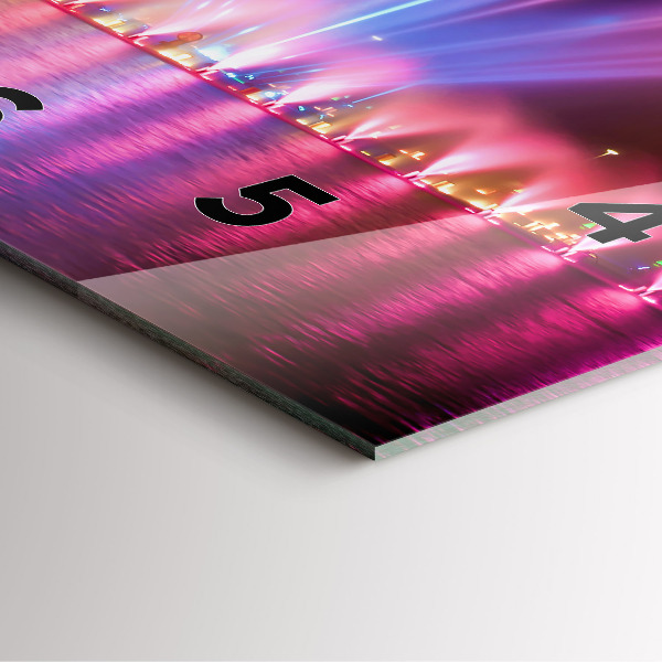 Ceas pătrat de perete din sticlă Fântâna Wrocław noaptea