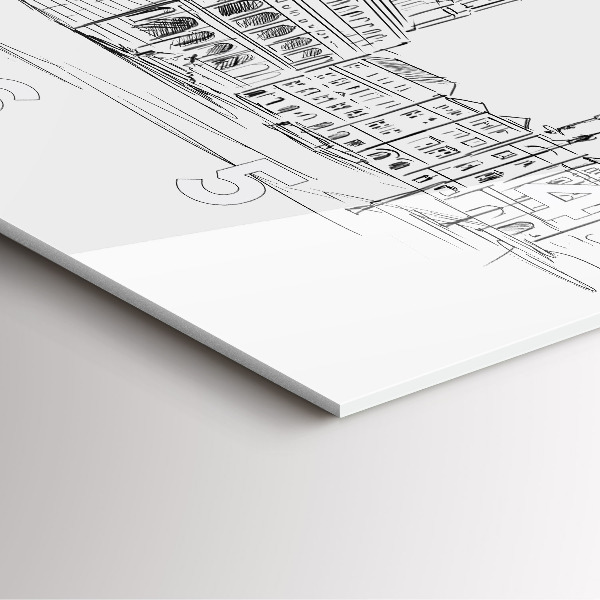 Ceas pătrat de perete din sticlă Schiță a orașului vechi Poznań