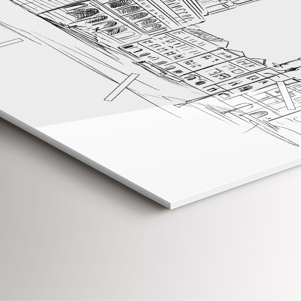 Ceas pătrat de perete din sticlă Schiță a orașului vechi Poznań