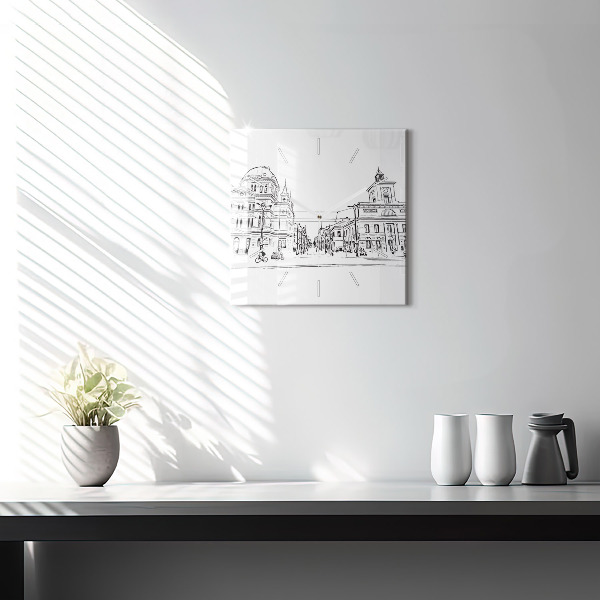 Ceas pătrat de perete din sticlă Ilustrația orașului Poznań