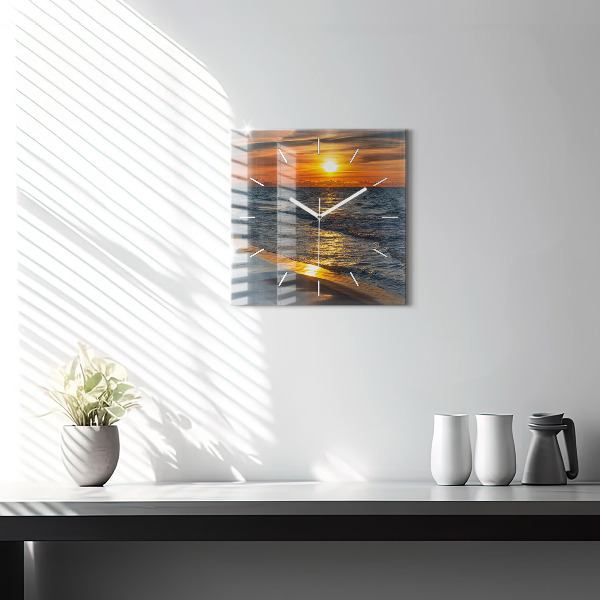 Ceas pătrat de perete din sticlă Władysławowo Marea Baltică