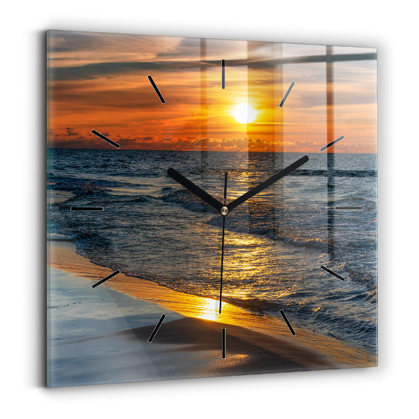 Ceas pătrat de perete din sticlă Władysławowo Marea Baltică