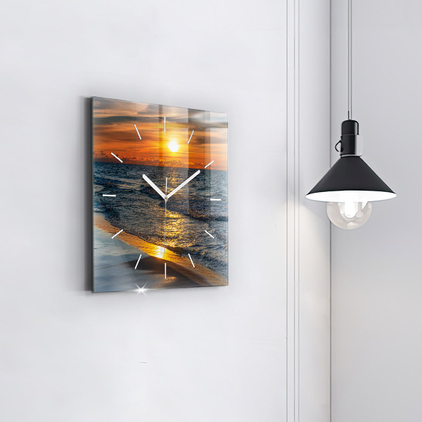 Ceas pătrat de perete din sticlă Władysławowo Marea Baltică