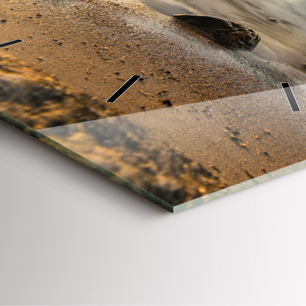 Ceas pătrat de perete din sticlă Răsărit de soare Marea Baltică