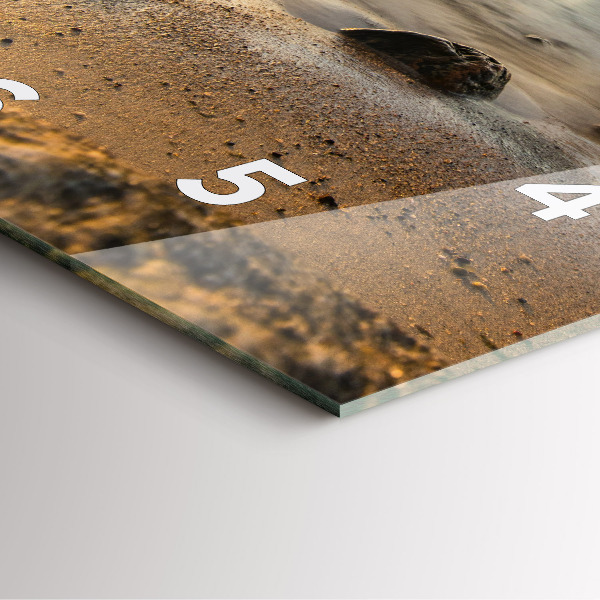 Ceas pătrat de perete din sticlă Răsărit de soare Marea Baltică