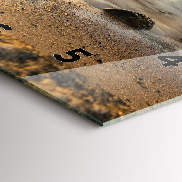 Ceas pătrat de perete din sticlă Răsărit de soare Marea Baltică