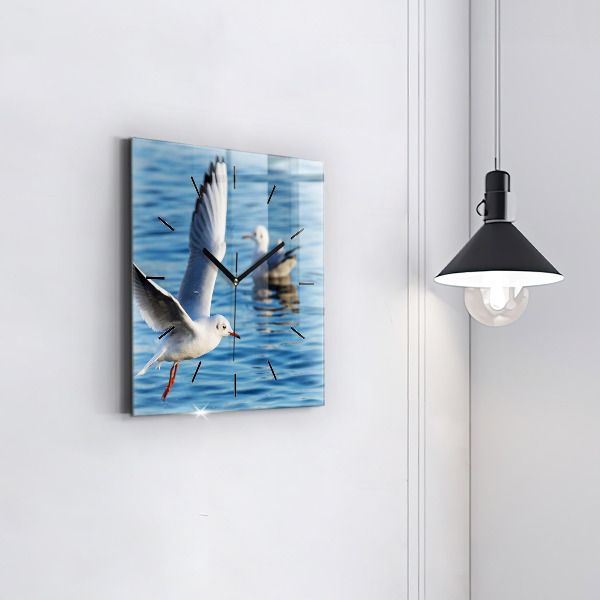 Ceas pătrat de perete din sticlă Pescăruși în Gdynia