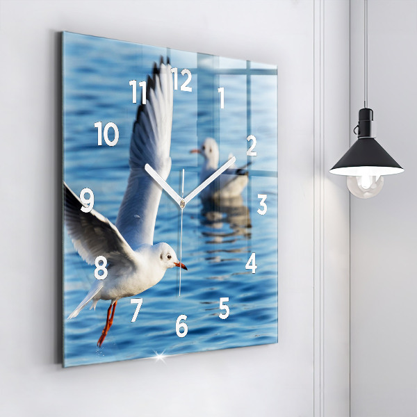 Ceas pătrat de perete din sticlă Pescăruși în Gdynia