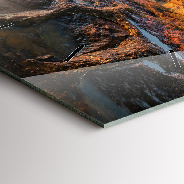 Ceas pătrat de perete din sticlă Farul și Marea Baltică