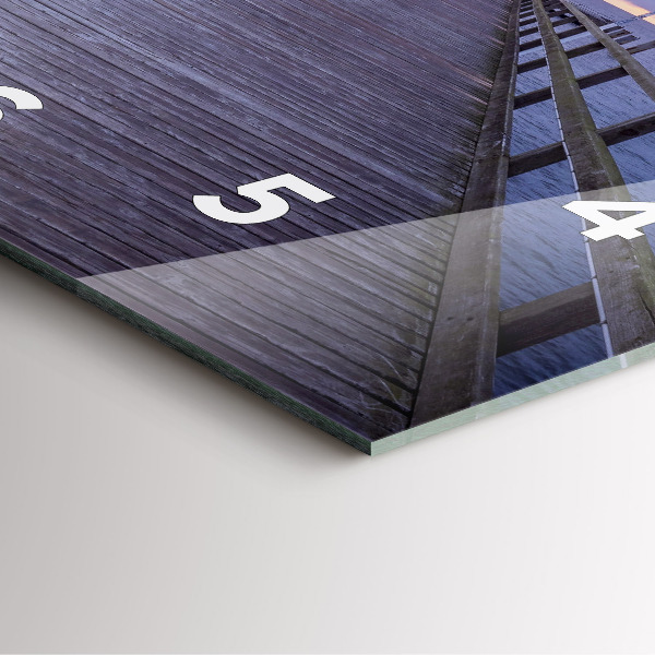 Ceas pătrat de perete din sticlă Pier pe Marea Baltică