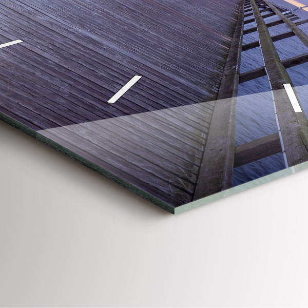 Ceas pătrat de perete din sticlă Pier pe Marea Baltică