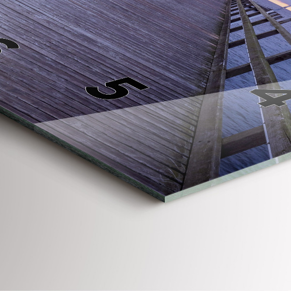 Ceas pătrat de perete din sticlă Pier pe Marea Baltică