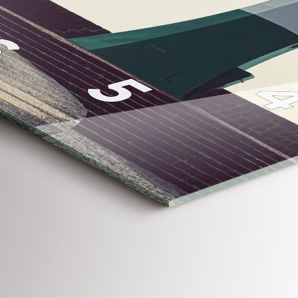 Ceas pătrat de perete din sticlă Farul și marea