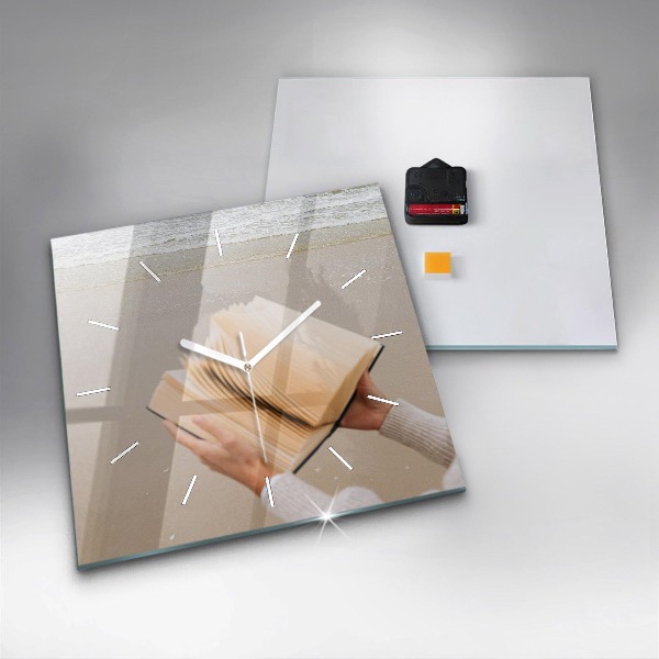 Ceas pătrat de perete din sticlă Un moment cu o carte