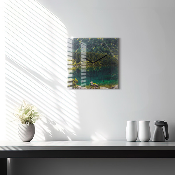 Ceas pătrat de perete din sticlă Morskie Oko în Munții Tatra