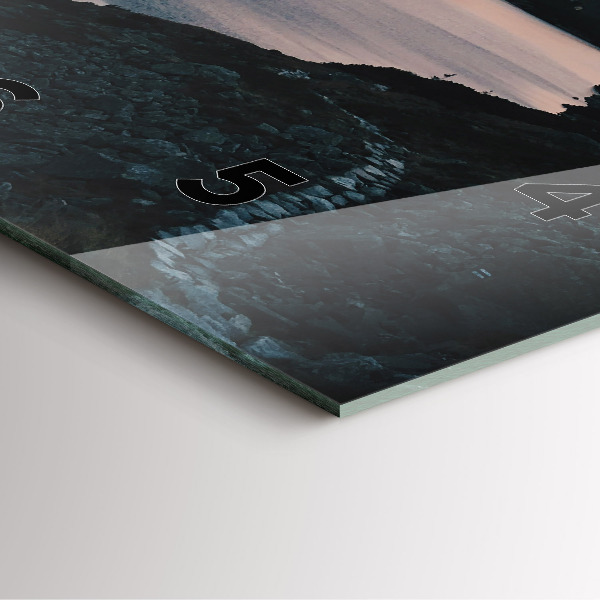 Ceas pătrat de perete din sticlă Lac și munți