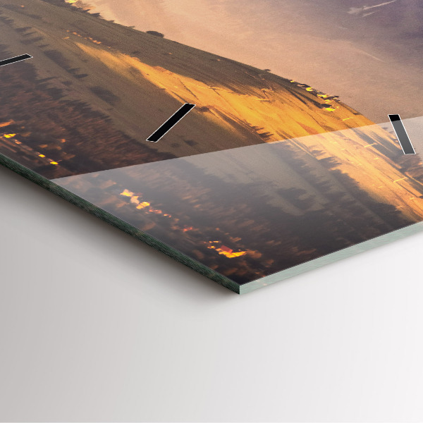 Ceas pătrat de perete din sticlă Peisajul de iarnă din Munții Tatra