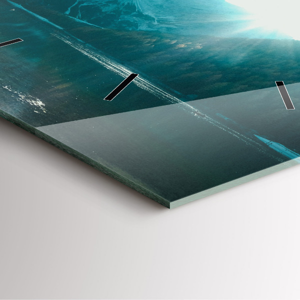 Ceas pătrat de perete din sticlă Munte și râu în Polonia