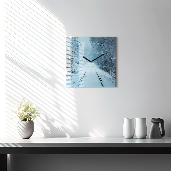 Ceas pătrat de perete din sticlă Căprioare pe șine