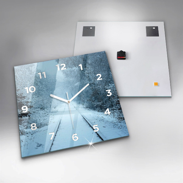 Ceas pătrat de perete din sticlă Căprioare pe șine