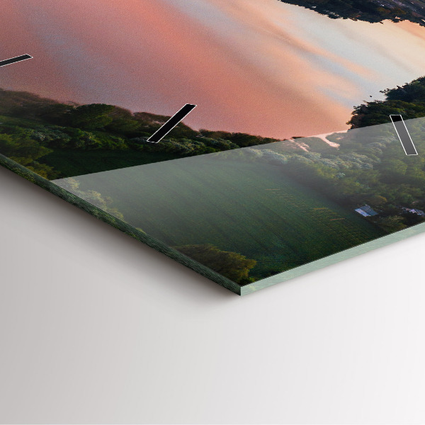 Ceas pătrat de perete din sticlă Vedere la lac