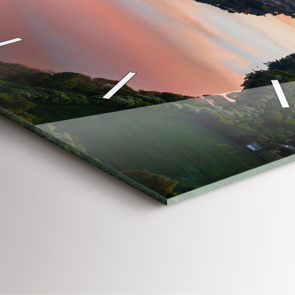 Ceas pătrat de perete din sticlă Vedere la lac