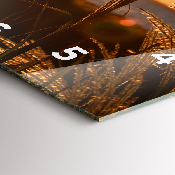 Ceas pătrat de perete din sticlă Grâu în soarele auriu