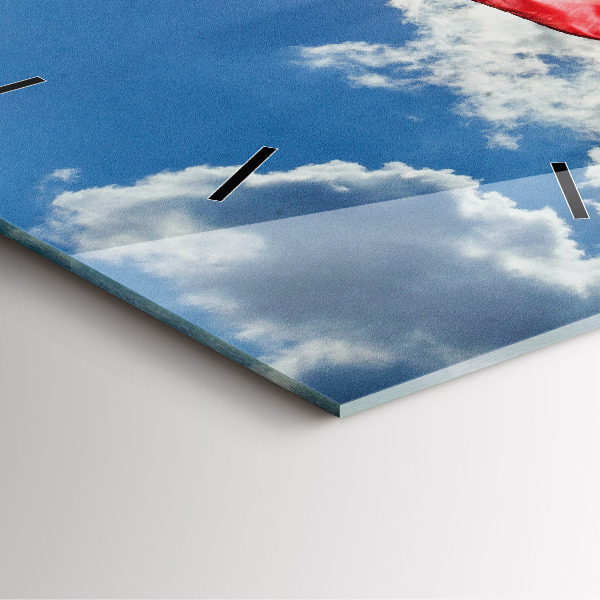 Ceas pătrat de perete din sticlă Steagul polonez pe cer