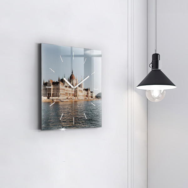 Ceas pătrat de perete din sticlă Parlamentul de la Budapesta