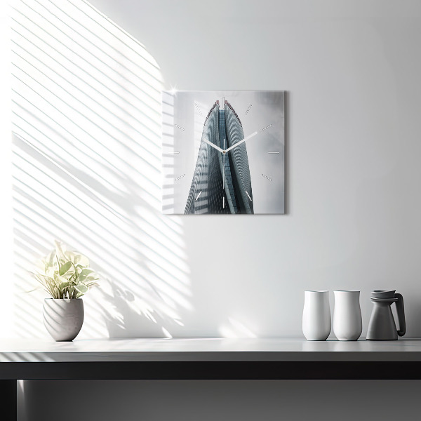 Ceas pătrat de perete din sticlă Zgârie-nori din Milano